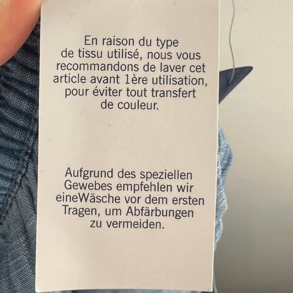 Lands' End Blue Chambray Pants High-Rise Elastic Waistband Wide-Leg Size 18P NEW - Picture 10 of 11